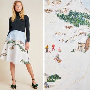 NWT Corey Lynn Calter Wonderland Midi Skirt Size XS Blue Anthropologie Preppy